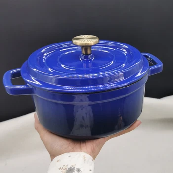 18-сантиметровая Синяя Эмалированная Чугунная Кастрюля Для Запекания, Суп, Рисовая Посуда