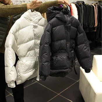 2022 Новая Зимняя Корейская мода, Пояс на шнуровке, Хлопчатобумажная одежда, женская короткая одежда для хлеба, Тренд пальто