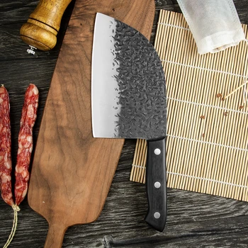 7-дюймовый деревянный мясницкий нож Сербский поварской нож из нержавеющей стали высокой твердости, кухонные ножи для нарезки овощей