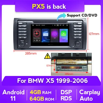 Android 11 RDS 4G 64G Автомобильный DVD GPS Навигатор Для BMW X5 E53 BMW E39 Стерео 5 Серии Видео Аудио 4G LTEW Carplay SWC
