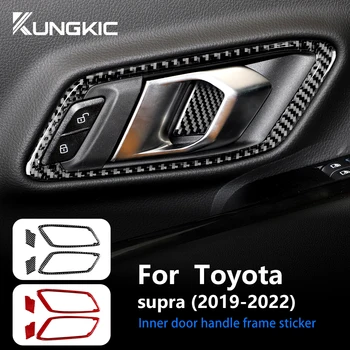 Внутренняя отделка для Toyota Supra GR A90 A91 MK5 2019-2022 Внутренняя Дверная ручка из настоящего углеродного волокна, Рамка, Наклейки, Аксессуары