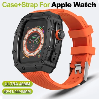 Комплект модификации ремешка для Apple Watch Ultra 49 мм Металлический Безель Рамка Силиконовый ремешок Для Iwatch 8 7 6 5 4 SE 40/41 ММ 44 мм 45 мм