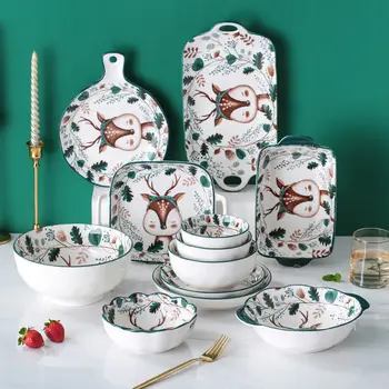 Набор Японской Посуды Elk Бытовая Креативная Скандинавская Керамическая Посуда Столовая Посуда Красивая Тарелка Рисовая Миска