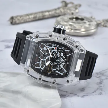 Топовый бренд роскошных часов men's RM резиновый корпус водонепроницаемый модный выдолбленный автоматический кварцевый механизм мужские часы